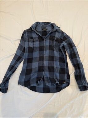 Women’s Insight Blue and Black Plaid Button-Up Shirt